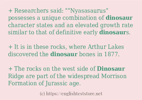 dinosaur use in sentences