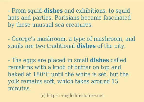 dishes how to use in sentences