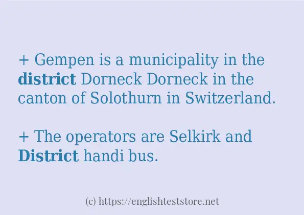 district some example sentences