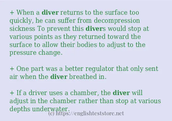 diver some example sentences