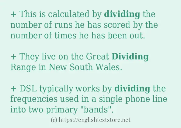 dividing example in sentences