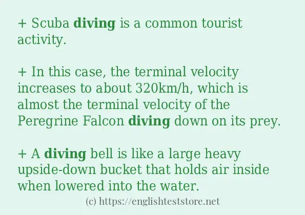 diving - some sentence examples