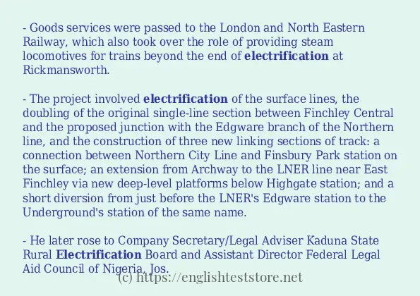 electrification - example sentences