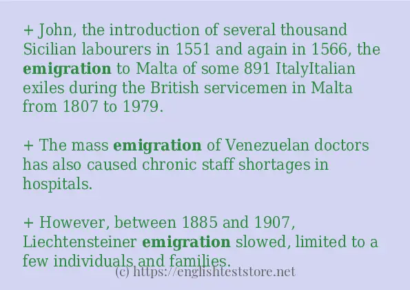 emigration some example sentences