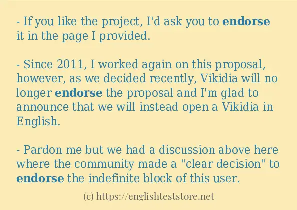 endorse - example sentences