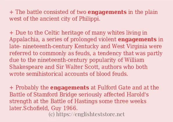 engagements in sentences?