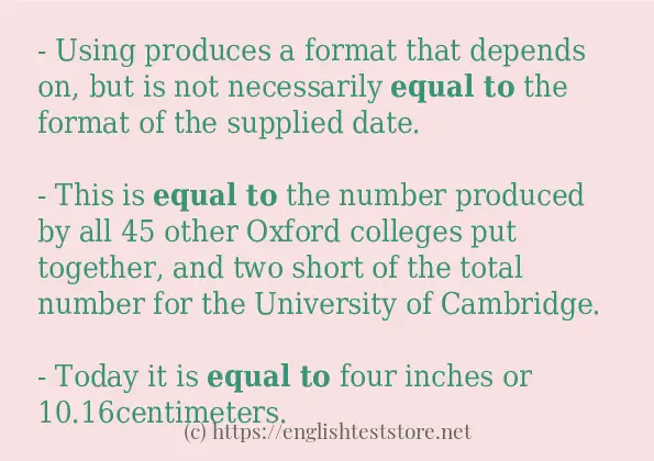 equal to - example sentences