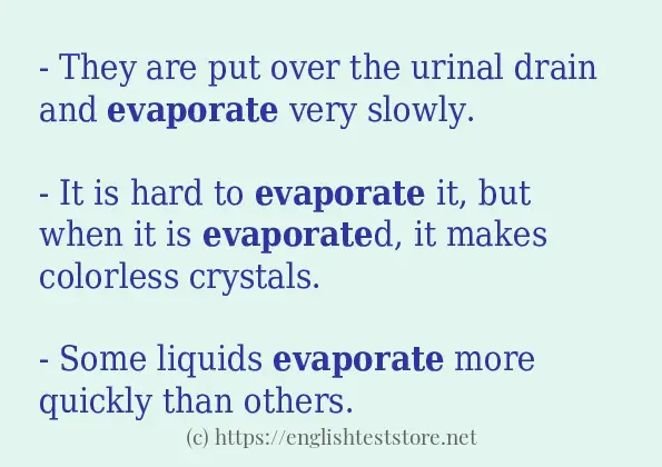 evaporate - example sentences