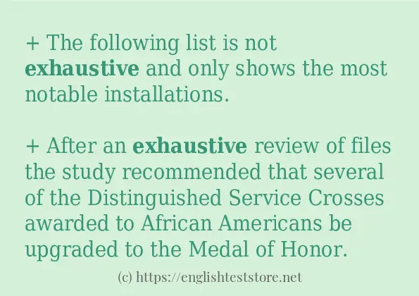 exhaustive - sentence examples