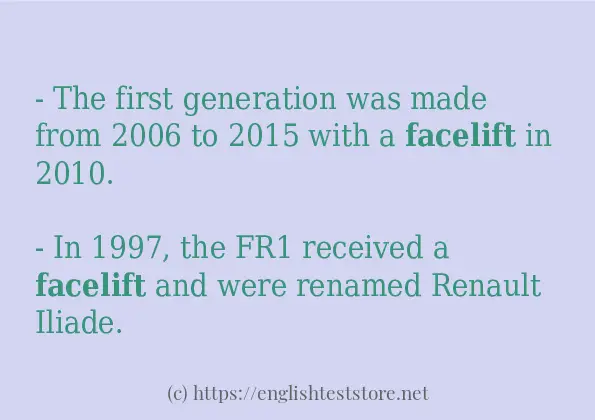 facelift - some sentence examples