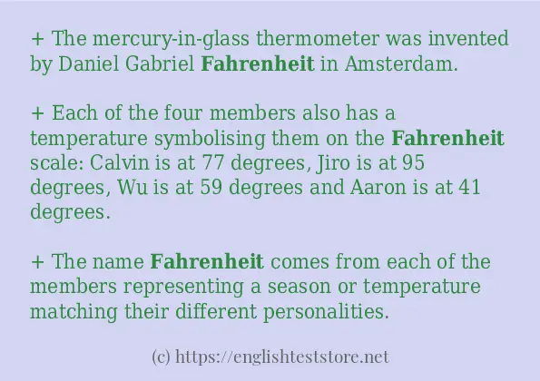 fahrenheit some example sentences