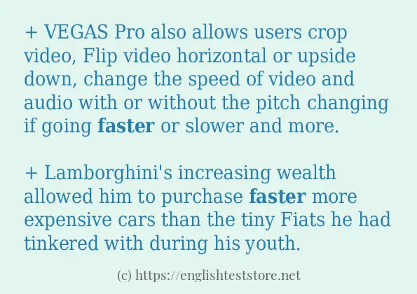 faster - some sentence examples