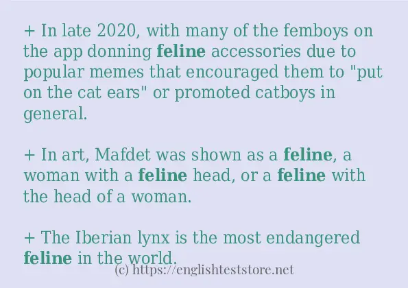 feline use in sentences