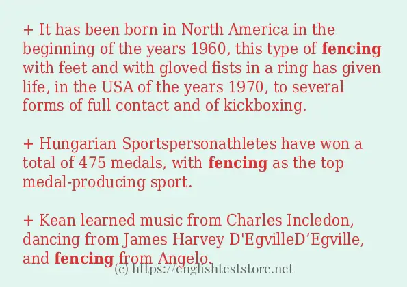 fencing - some sentence examples