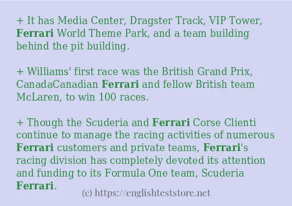 ferrari use in-sentences
