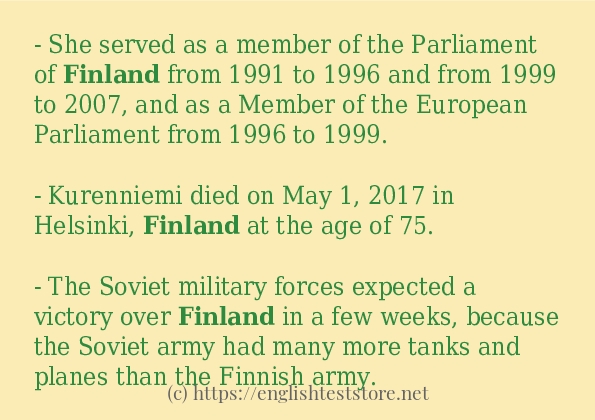 finland example in sentences