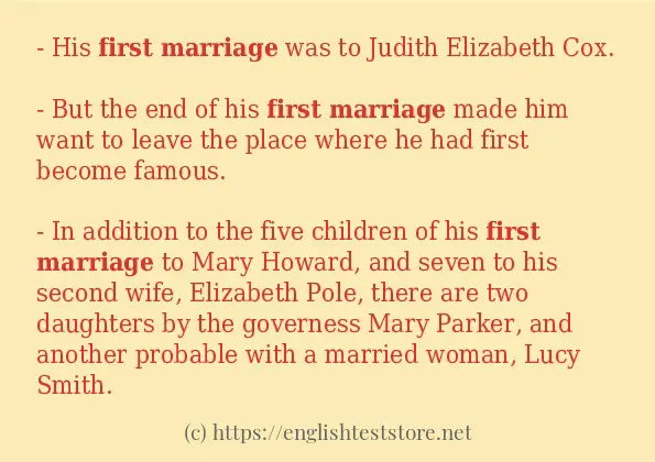 first marriage in sentences?