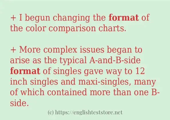 format example in sentences