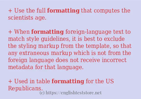 formatting example in sentences