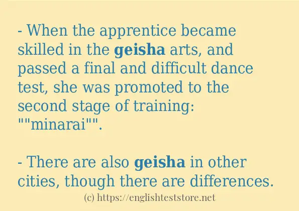 geisha use in sentences