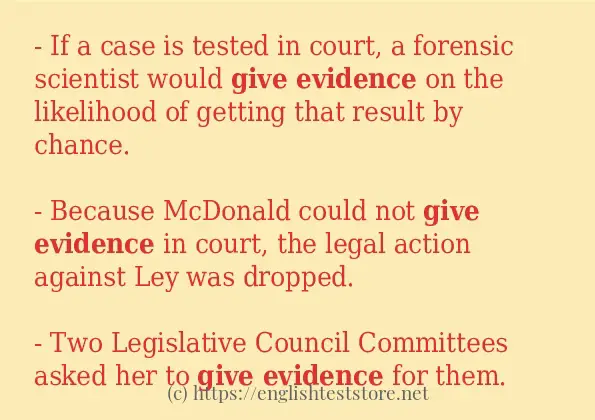 give evidence use in-sentences