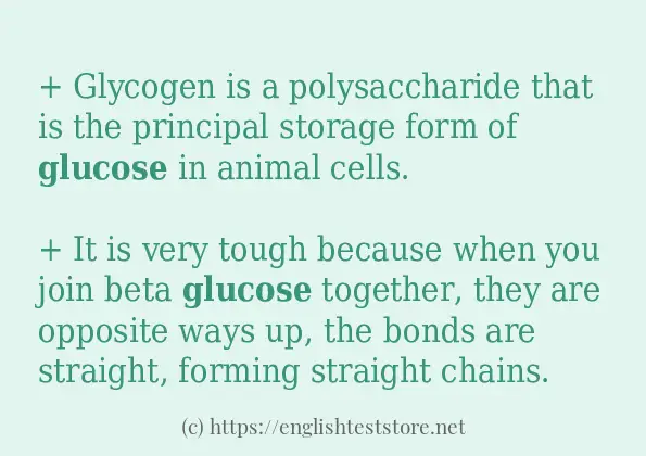 glucose how to use in sentences