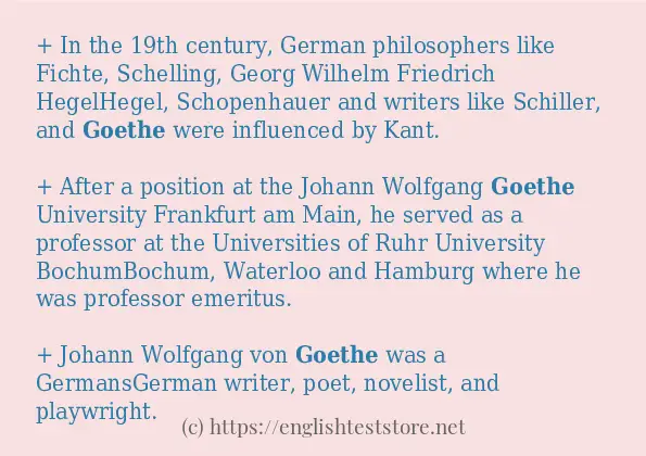 goethe some ways to use