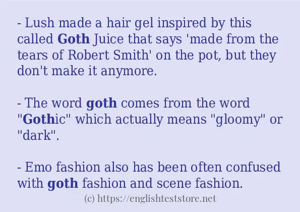 goth use in sentences