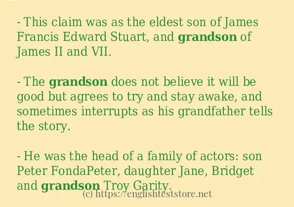 grandson example in sentences