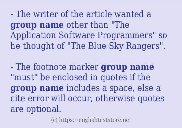 group name - sentence examples