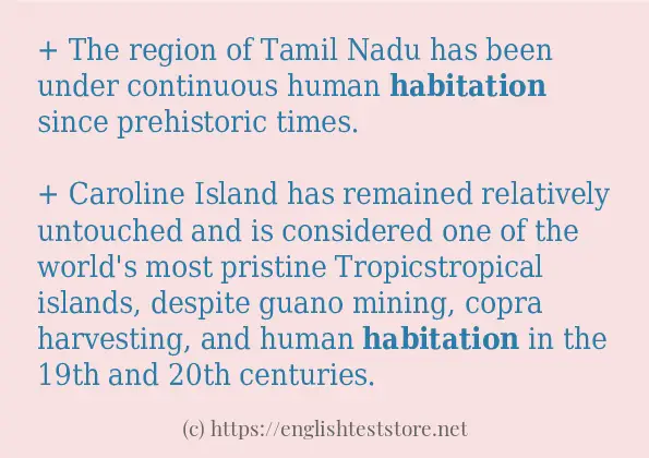 habitation example in sentences