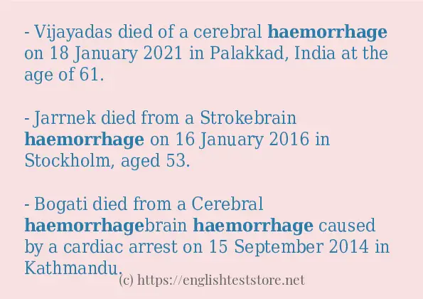 haemorrhage in-sentences