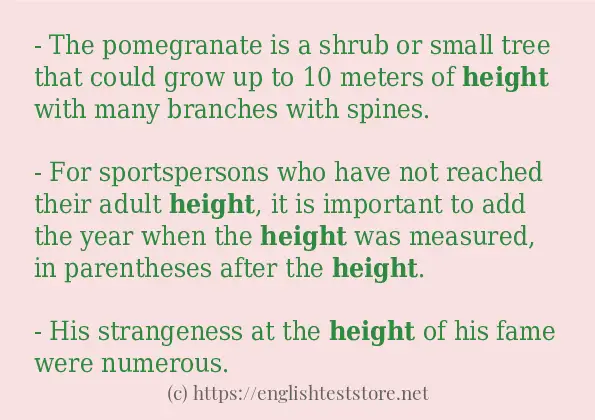 height - some sentence examples