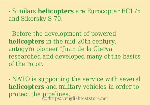 helicopters some example sentences