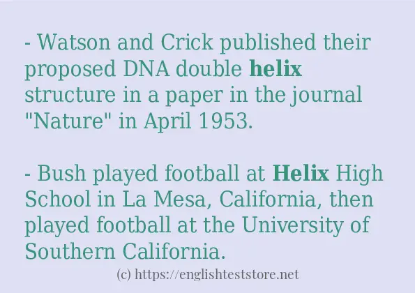 helix example in sentences