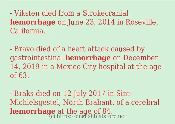 hemorrhage in-sentences