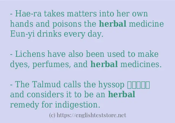 herbal example in sentences
