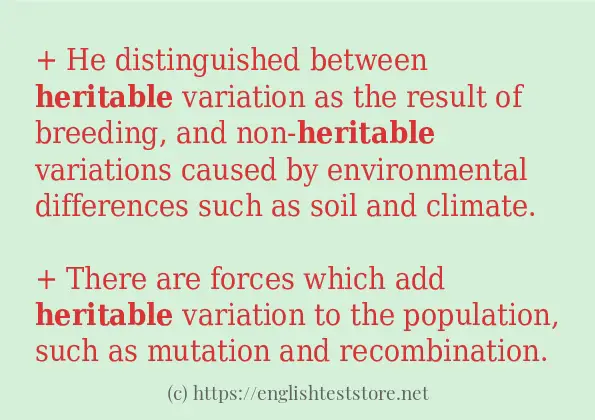 heritable example in sentences