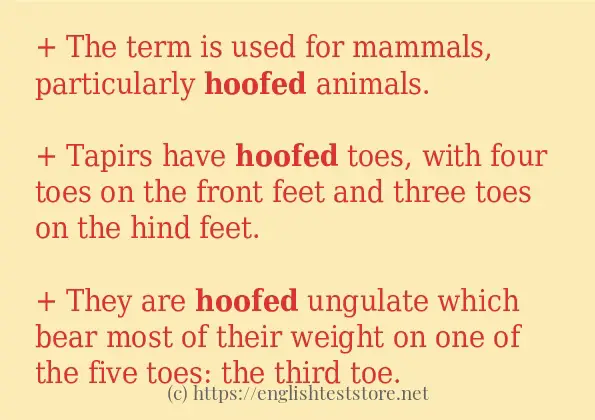 hoofed in sentences?