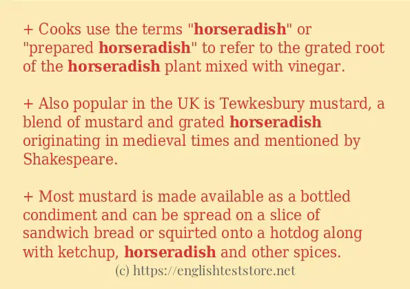 horseradish use in-sentences