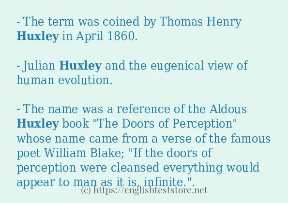 huxley - example sentences