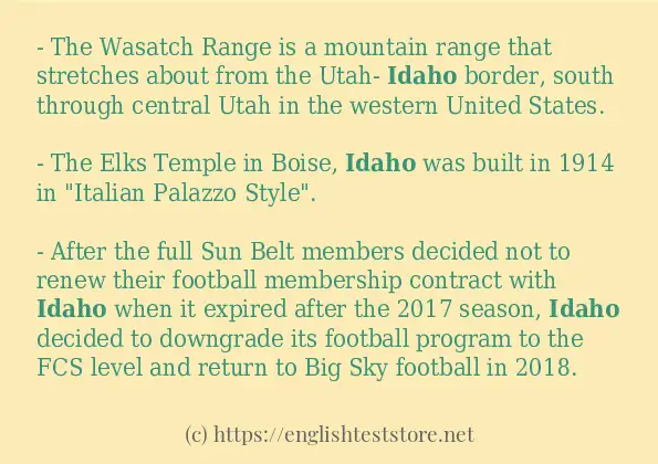 idaho use in-sentences