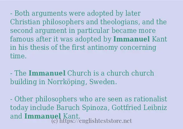 immanuel - some sentence examples