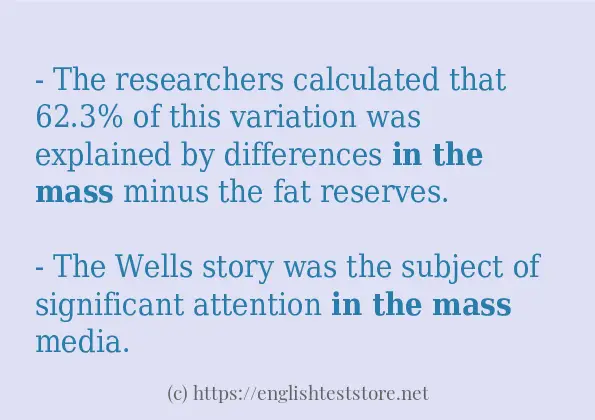 in the mass some example sentences