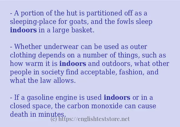 indoors some example sentences
