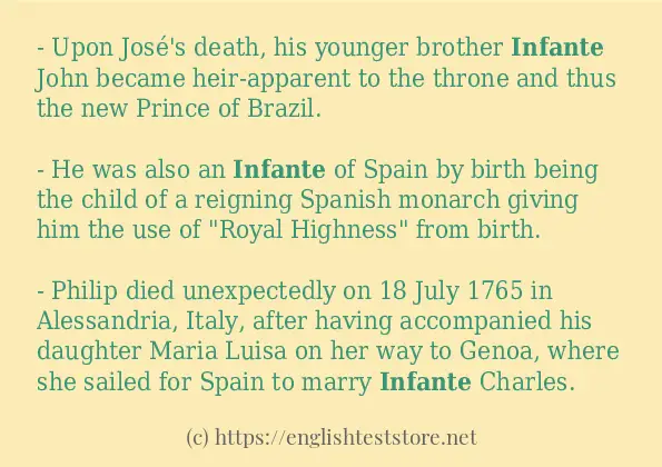 infante use in-sentences