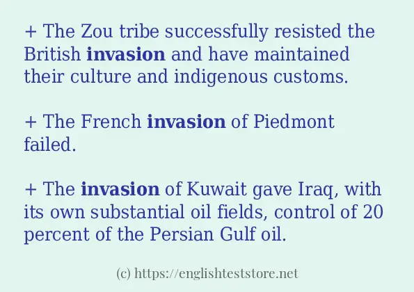 invasion use in sentences