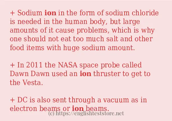 ion example in sentences