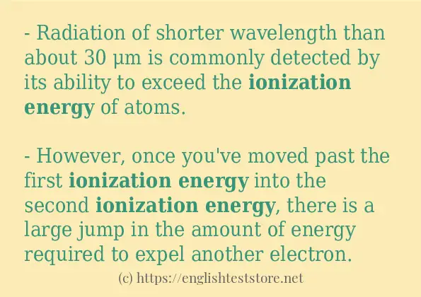 ionization energy - some sentence examples