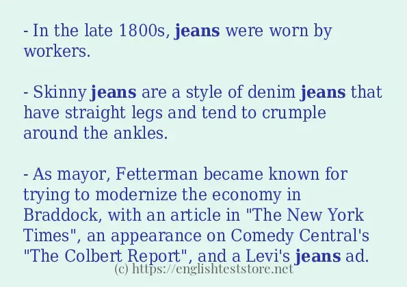 jeans example in sentences